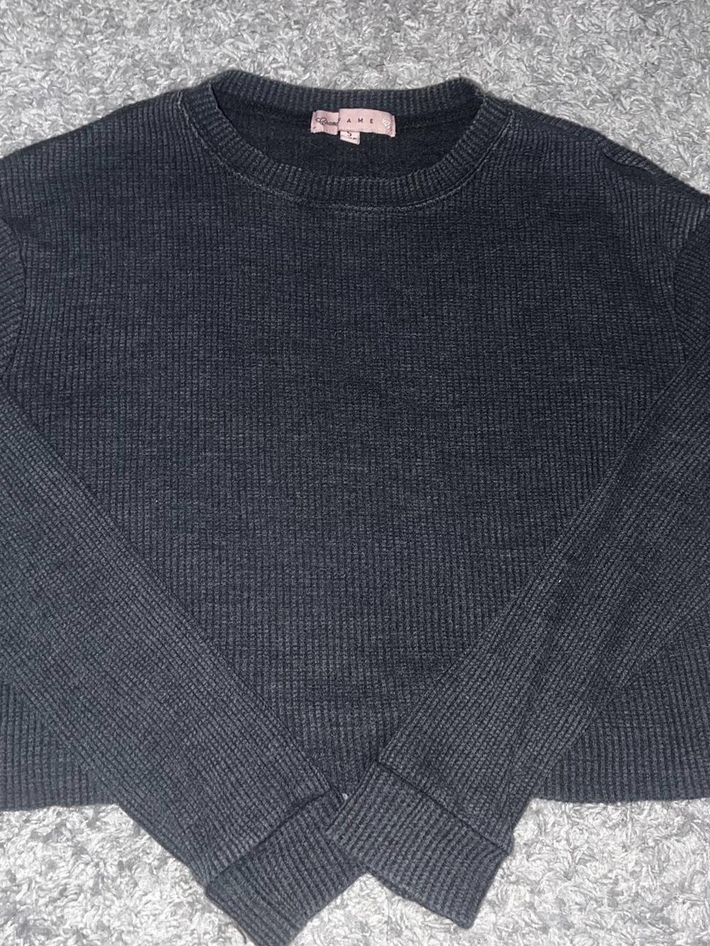 Almost Famous Charcoal Ribbed Crewneck Sweater